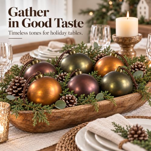 Retro Gold Christmas Ornaments Set - 24 Textured Holiday Tree Decorations