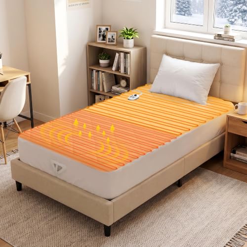 White Heated Mattress Pad Twin XL with Foot Zone & Fast Preheat