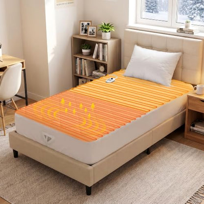 White Heated Mattress Pad Twin XL with Foot Zone & Fast Preheat