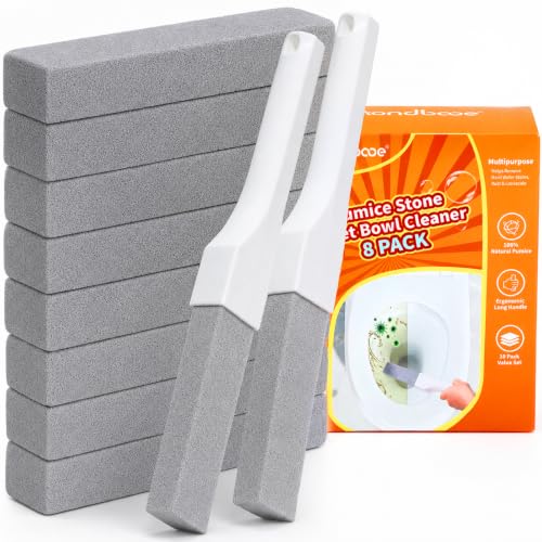 8 Pack Pumice Stone Toilet Cleaner with 2 Long Handle Replacements