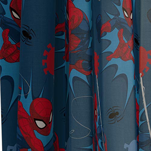 Kids Spiderman Curtain Set - 84x84 Inches, Pack of 6, Blue Kids Room Decor