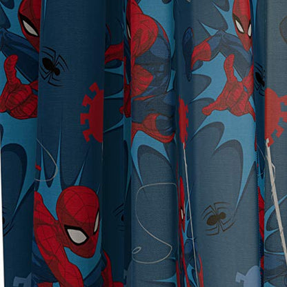 Kids Spiderman Curtain Set - 84x84 Inches, Pack of 6, Blue Kids Room Decor
