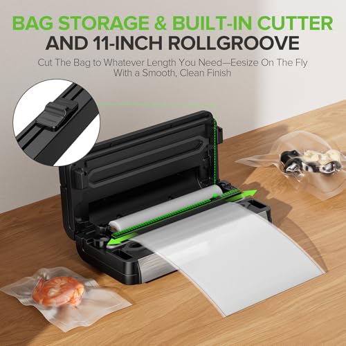 Vacuum Sealer for Food - Black Chrome, 130W Automatic Food Saver with Touch Display