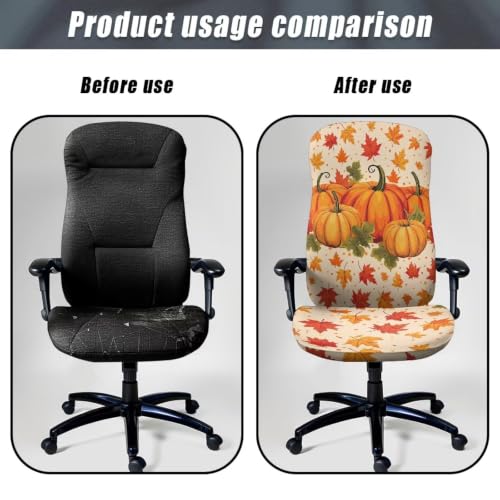 Fall Pumpkin Office Chair Cover - Maple Leaf Pattern, Small Variation