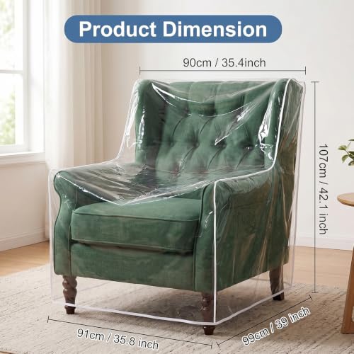 2 Pcs Clear Plastic Recliner Cover - 6 Mil Thick Armchair Protector, Variation 2