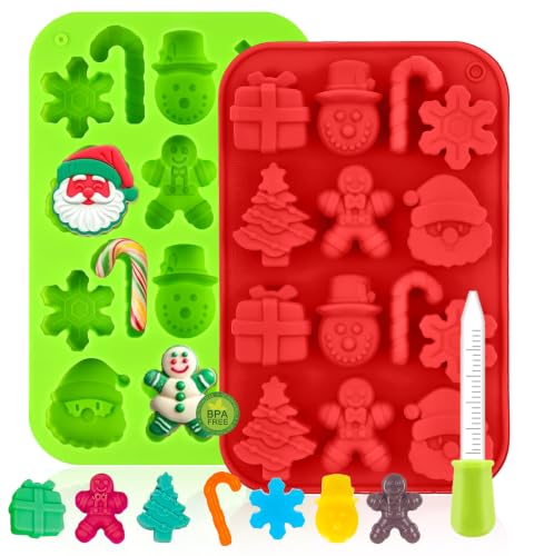Christmas Candy Cane Mold with Dropper - Holiday Baking Silicone Molds, Red & Green - Variation: Christmas