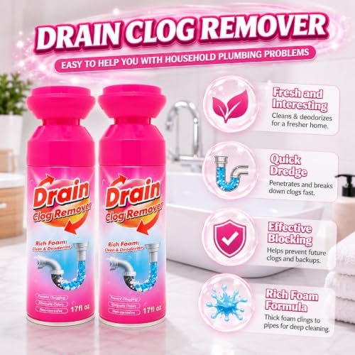 Foaming Drain Cleaner 2 Pack - Sink Clog Remover & Drain Cleaner