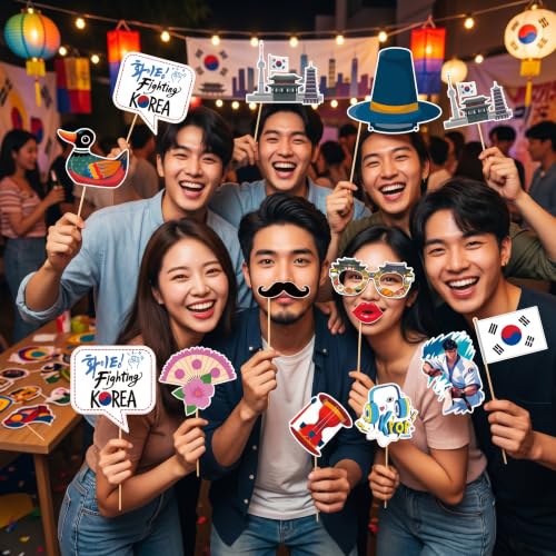South Korea Photo Booth Props Decorations - Reusable Party Supplies