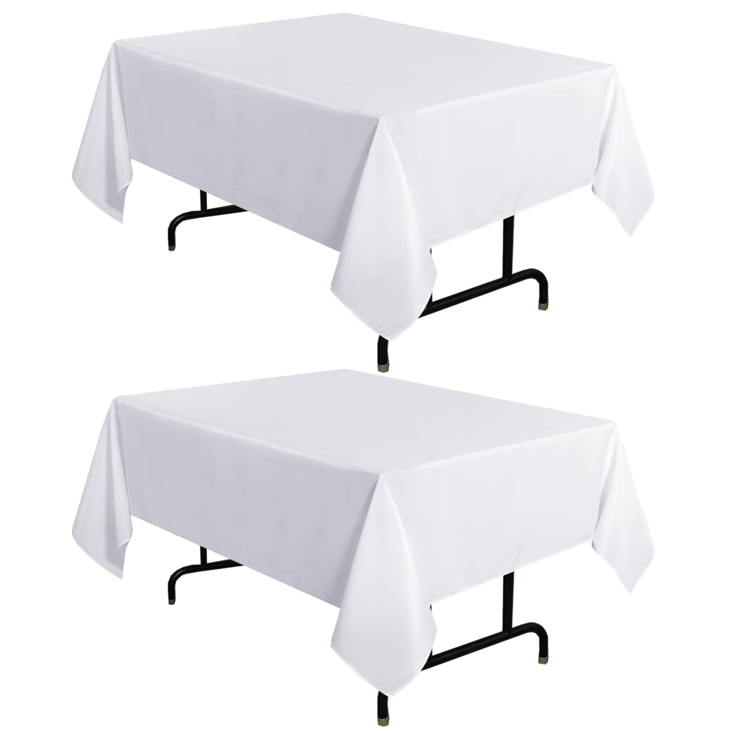 sancua 2 Pack White Tablecloth 54 x 54 Inch, Stain and Wrinkle Resistant Square Table Cloth - Washable Polyester Table Cover for Dining Table, Buffet Parties and Camping