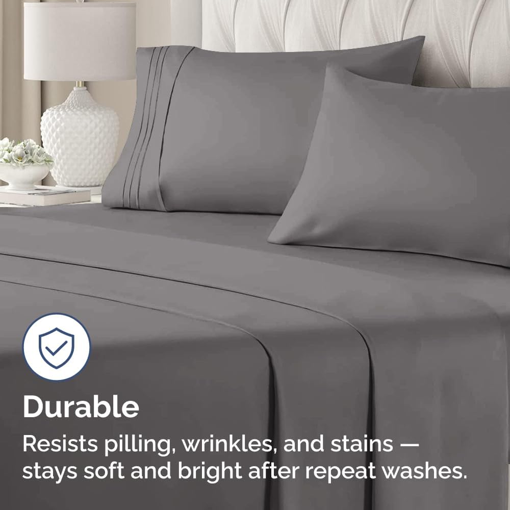 Queen Pillow Cases Set of 4 - Ultra Soft Hotel Quality Covers | Wrinkle-Free & Fade Resistant - Dark Grey
