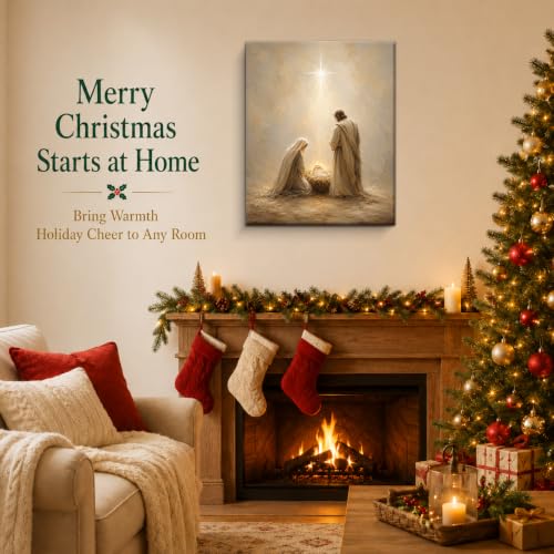 Christmas Wall Art Decor Nativity Canvas Holiday Home Accent