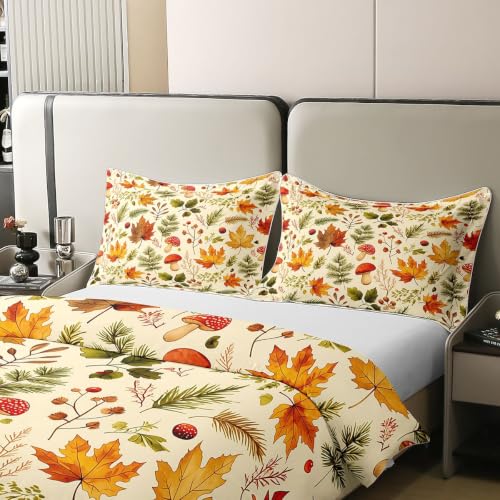 Fall Harvest Cotton Duvet Cover Set for Kids Twin Bed - Orange Green