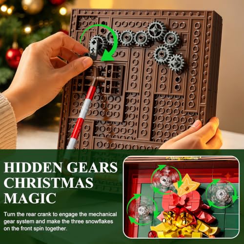 Christmas Tree Building Set with Rotating Snowflakes and LED Lights - Festive Holiday Decor Kit