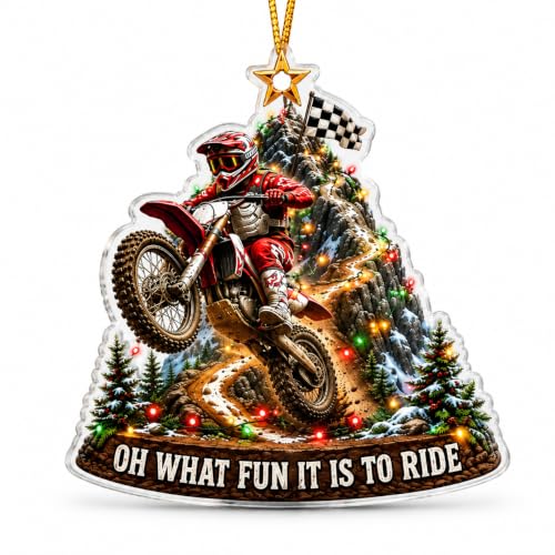 Motocross Rider Christmas Ornament - Off-Road Motorcycle Holiday Decor - Acrylic Gift