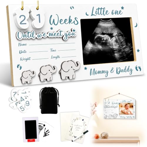 Baby Ultrasound Sonogram Picture Frame with Countdown Weeks Keepsake