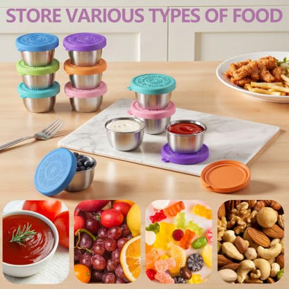 Candy Sauce Containers 1.6 Oz Leakproof Snack Cups with Lids - 12 Pack