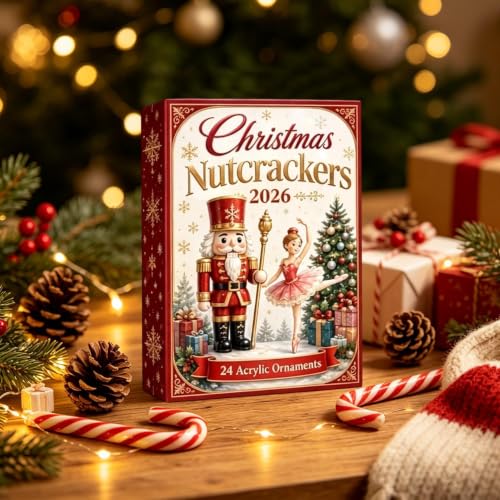 Christmas Nutcracker Advent Calendar with 24 Acrylic Dancer & Nutcracker Ornaments