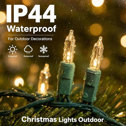 TW SHINE Warm White Outdoor Christmas String Lights 20FT 100 Count Waterproof Indoor Decoration