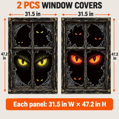 Halloween Monster Eyes Window Cover Set - 2 Pack, 31.5 x 47.2 inches