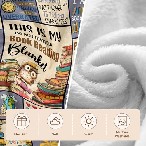 Reading Book Lovers Blanket - Cozy Fleece Oversized Throw 60x80 Inches - Variation of THIS listing