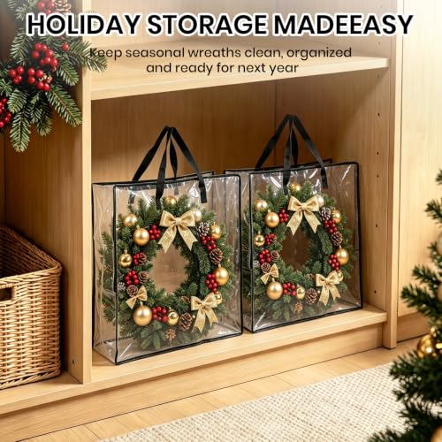 26 Inch Wreath Storage Bag - Large Waterproof Garland Organizer for Holiday Decor