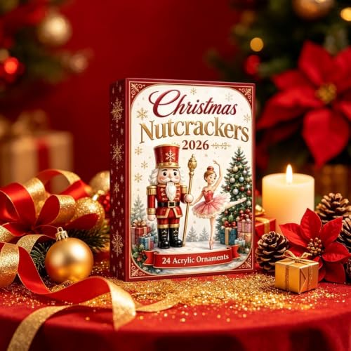Christmas Nutcracker Advent Calendar with 24 Acrylic Dancer & Nutcracker Ornaments