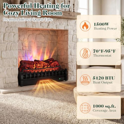 30-Inch Infrared Quartz Electric Fireplace with Remote Control - Pine Wood Version