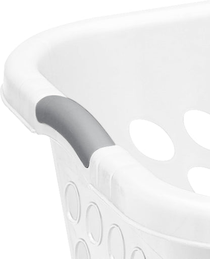 Skiennix Square Laundry Basket - Durable Plastic Hamper in White | 1.5 Bushel Capacity