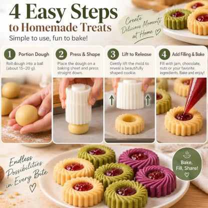2PCS Cookie Press with Sunflower & Lace Patterns, Double-Sided Mooncake Mold, Food-Safe ABS, Beginner Friendly