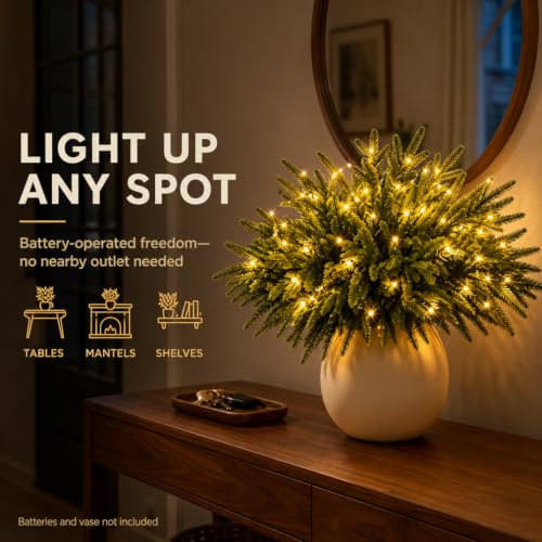 Green Twinkling Enchanted Evergreen Pine Tree with Lights - 5/10 Pack Artificial Branches for Holiday Decor