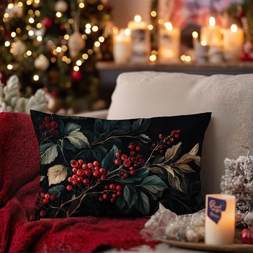 Christmas Berries Decorative Pillow Covers 12x20 - A-christmas Berries 2