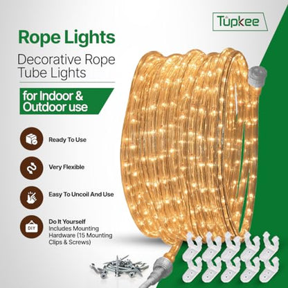 2 Pack Clear Incandescent Rope Lights 24ft Waterproof Connectable Indoor Outdoor
