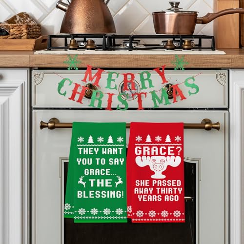 Christmas Vacation Gift Set - 2 Pack Funny Holiday Kitchen Towels, Griswold Family, Grace Variation