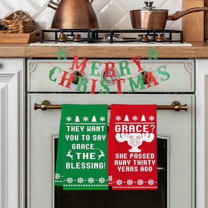 Christmas Vacation Gift Set - 2 Pack Funny Holiday Kitchen Towels, Griswold Family, Grace Variation
