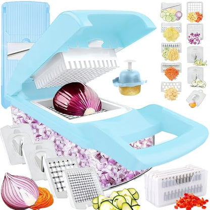 Vegetable Chopper Mandoline Slicer Kitchen Gadget with 10 Blades - Blue