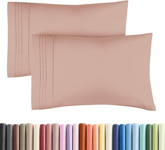 Skiennix Standard Pillow Cases Set of 2 - Ultra-Soft Hotel Quality - Wrinkle-Free & Stain Resistant - Mauve
