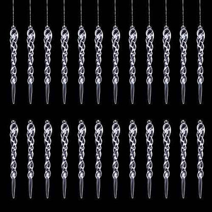 Naler 24 Pieces Christmas Icicle Drop Ornaments Clear Icicles for Christmas Tree Decorations, 5.1 Inch