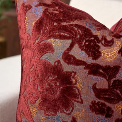 Alerfa Burgundy Floral Velvet Pillow Cover 12x20 Inch Rectangle Couch Throw Decorative Farmhouse Accent Pillowcase - Variation of THIS listing