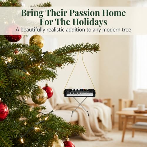 Electric Keyboard Christmas Ornament Musical Instrument Decor - 4 Inch