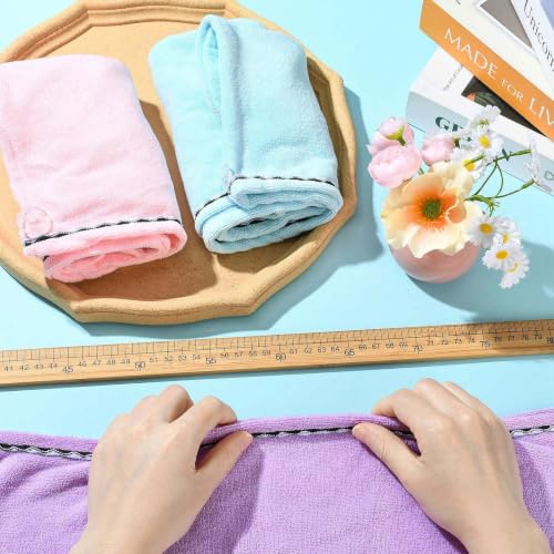 3-Pack Microfiber Hair Towel Wrap Set - Quick Dry, Soft Turbans with Button & Loop - Mix Colors