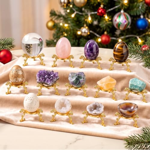 36 Pack Gold Crystal Ball Stands for Gemstones & Decorative Spheres