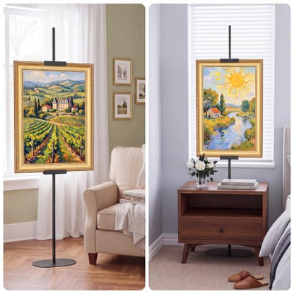 Large Floor Easel Stand for Sign and Artwork - Black, 63 Inch