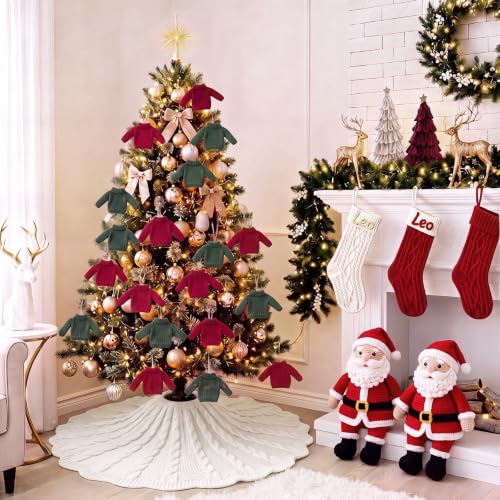 48 Inch Chunky Cable Knit Christmas Tree Skirt - Beige, Farmhouse Style