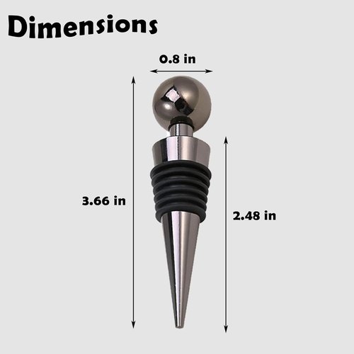 4-Pack Wine Stoppers, Stainless Steel Wine Bottle Stoppers with Silicone, Reusable Bottle Stooper, Beverage Stopper, Leak Proof Keep Fresh Suitable for Standard (Black)