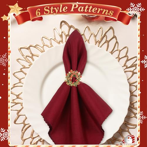 Christmas Garland Napkin Rings Set of 6 - Xmax Decoration