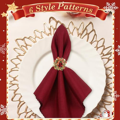 Christmas Garland Napkin Rings Set of 6 - Xmax Decoration