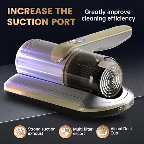 Wireless Handheld Bed Vacuum Cleaner with UV-C Light - Golden