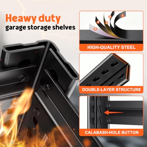 Heavy Duty 5-Tier Garage Shelving Unit - Adjustable Metal Storage Racks