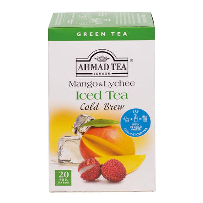 Ahmad Tea Green Tea, Cold Brew Mango and Lychee Teabags, Iced Tea, 20 ct (Pack of 6) - Caffeinated and Sugar-Free