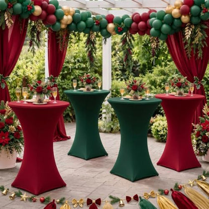 ArtSocket Fitted Cocktail Table Covers 4-Pack - Green & Red, 32 Inch Diameter